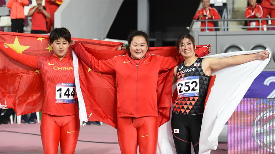 （体育）（3）田径——多哈亚锦赛：中国选手包揽女子链球冠亚军