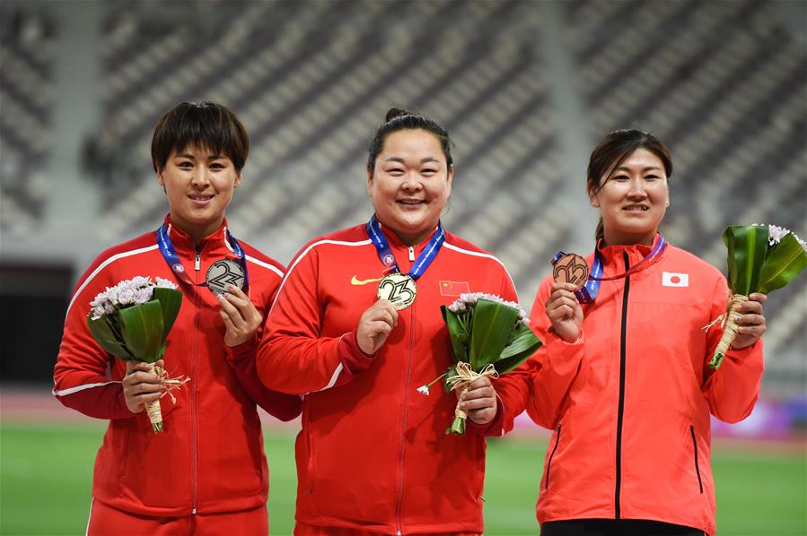 （体育）（4）田径——多哈亚锦赛：中国选手包揽女子链球冠亚军